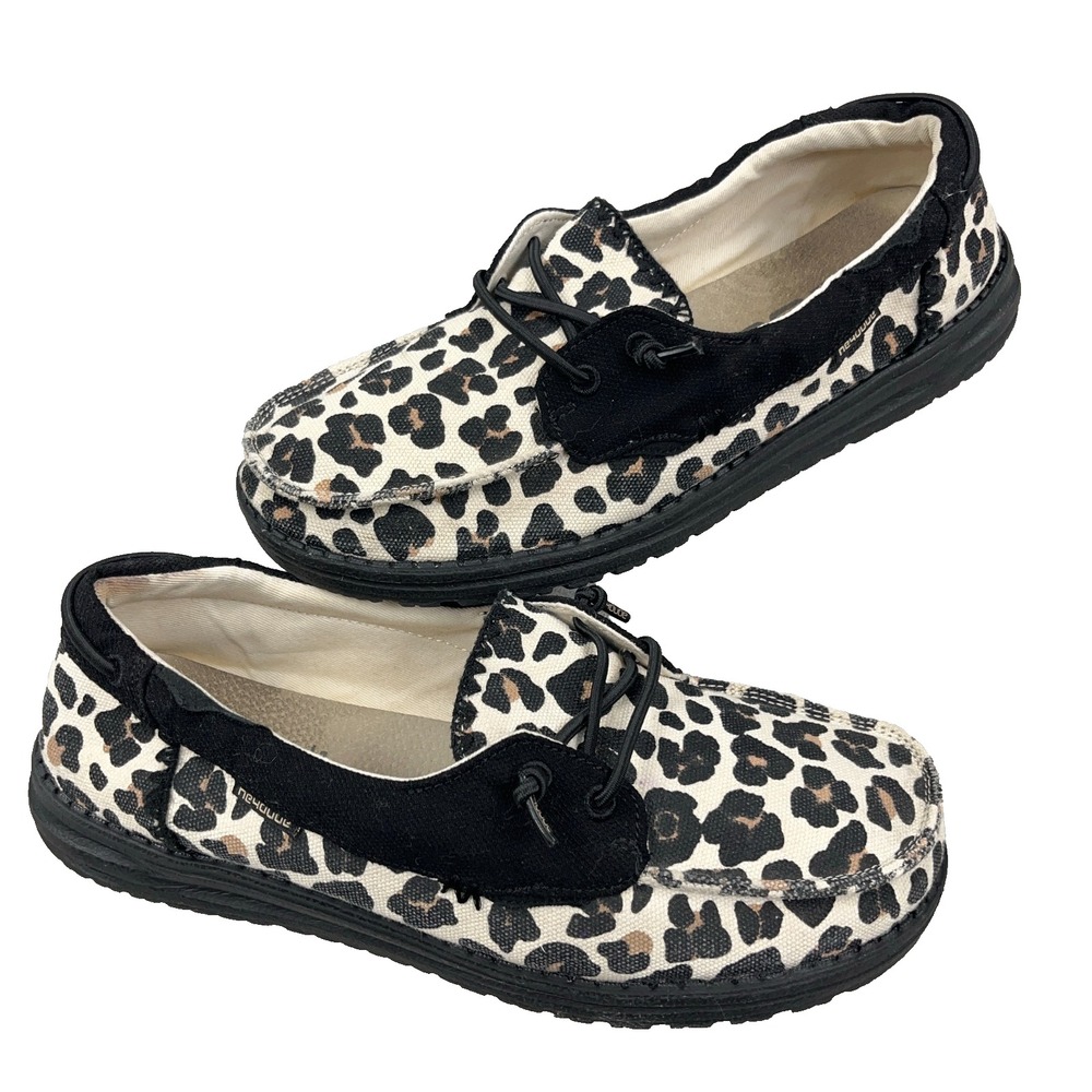 Hey Dude Laila Cheetah Print Black Women's Size 9 Slip-On Loafers